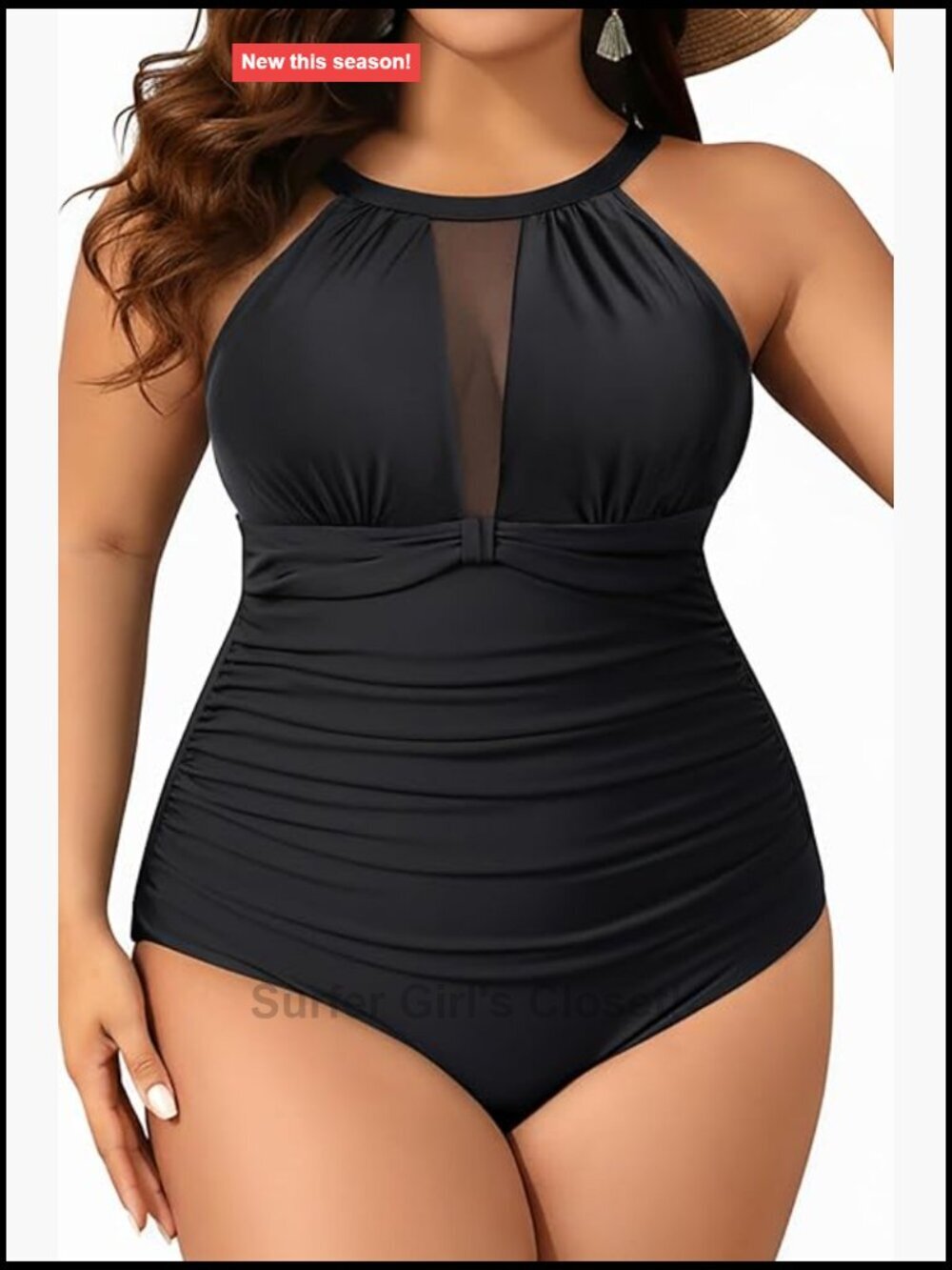 Plus Size One Piece Swimsuit Tummy Control High Neck Ruched Swimwear